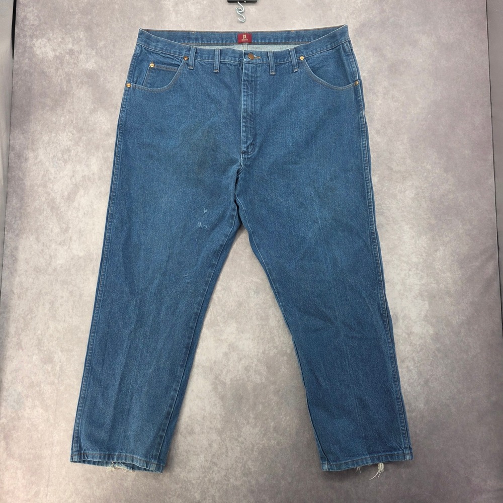 Wrangler 31MWZPW Relaxed Fit Jeans Mens 44x30 Blue Denim Workwear 100% Cotton - Picture 2 of 12